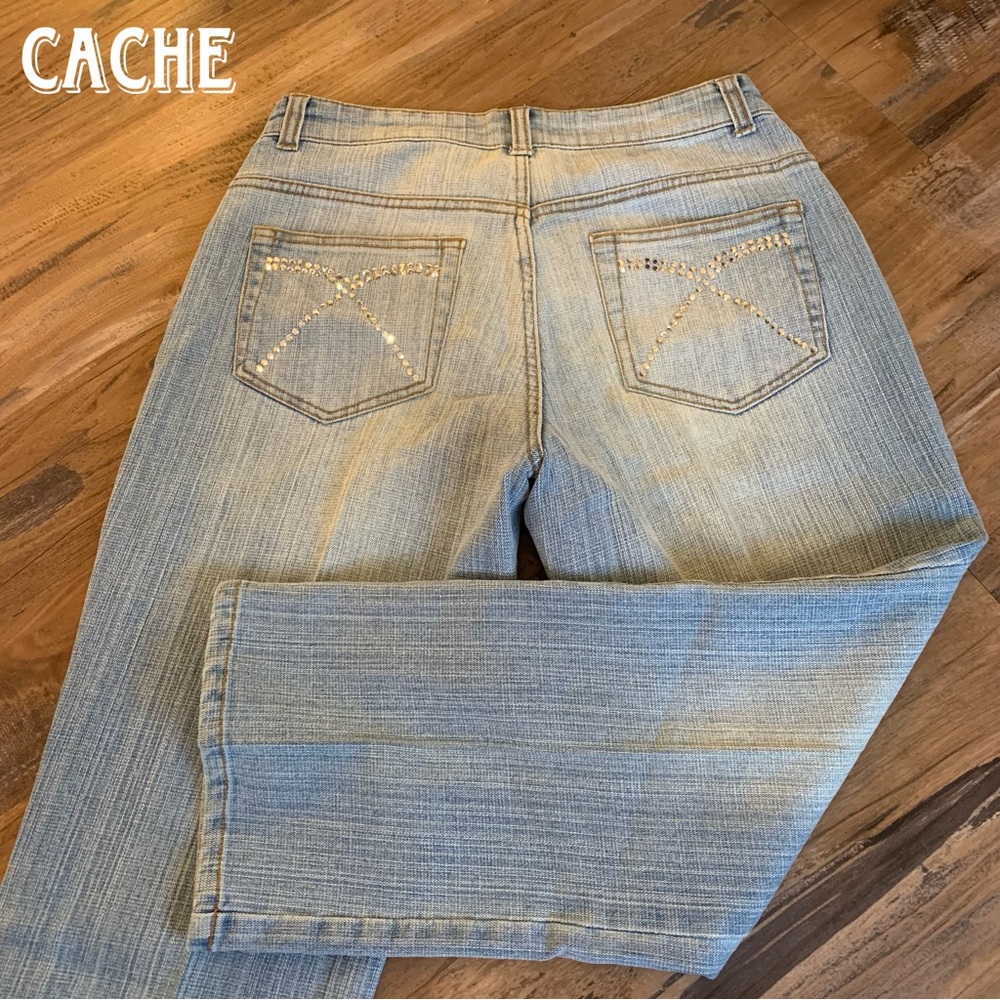 Cache Rhinestone Stud Jean Pant Size S 2 Denim capris EUC